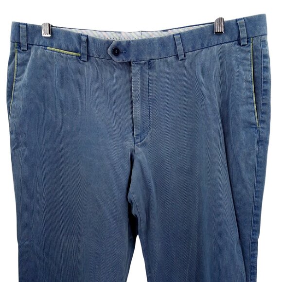 Hiltl The Ultimate Trousers Blue Flat Front Cotton Dress Pants Size 38 x 26 - Picture 2 of 12